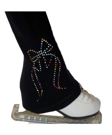 UniqGarb Figure Skating Practice Pants  Polar Fleece Black  Blue  Pink UGSP39cf Bow Mm Girl L (10-12) / Polar Fleece