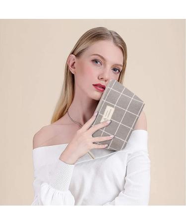 Shop Multifunctional Canvas Makeup Bag Set - 2 Portable Cosmetic Bags for Travel Office & School - Black/Gray Checkered - Buy Online on SooperMarket.com