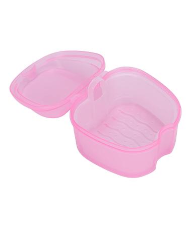 Denture Container with Sieve - Pink Retainer Cleaner & Soaking Cup for Braces | Durable Denture Bath for Cleaning & Storage - Buy Online on SooperMarket.com