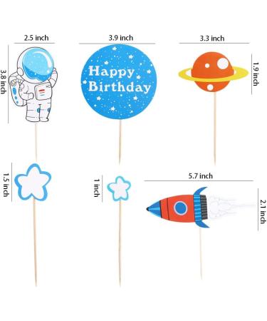 Vctitil 48pcs Cupcake Top Cartoon Children'S Party Supplies Planet Rocket Spacecraft Themed Astronaut Cake Decoration - Buy Online on SooperMarket.com
