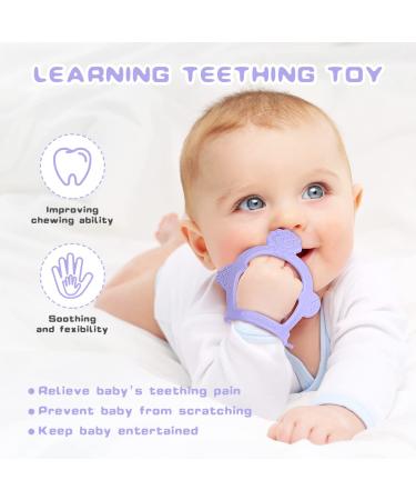 Vicloon Baby Bite Rings 2 Pack Silicone Teething Toys BPA-Free Dental Aid Soft Lion Design for 3+ Months Violet Color - Buy Online on SooperMarket.com