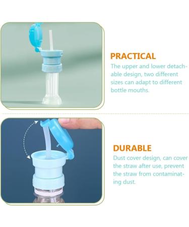 Kisangel 2pcs Spill-Proof Water Bottle Caps with Straw for Kids - Sky Blue | Portable Twist Cover Sippy Cap for Juice and Soda - Buy Online on SooperMarket.com