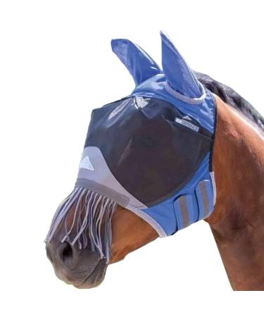 Shires Deluxe Horse/Pony Fly Mask With Nose Fringe UV Protection (Cob Green) Cob Green - Buy Online on SooperMarket.com
