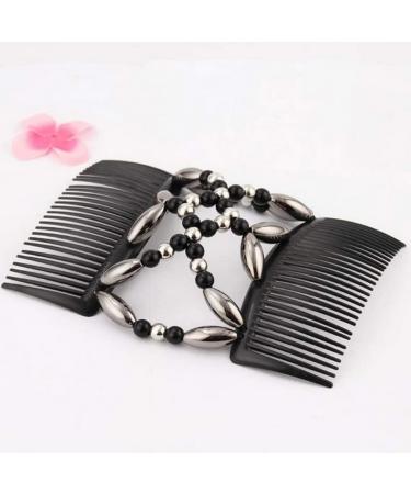 Beads Hair Combs Magic Stretchy Double Comb Hair Clips Elastic Hairpins Accessories Clips Barrettes - Buy Online on SooperMarket.com