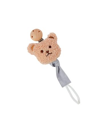 Pacifier Chain Soft Cotton Strap with Clip  Pacifier Holder and Leash for Boys Girls Fits Baby Teethers and Toys Gift (Bear Brown)