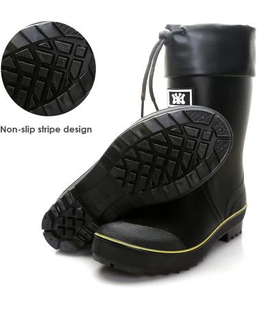 Men's Waterproof PVC Rubber Garden Rain Boots - Comfortable Mid-Calf Lightweight Adjustable Chelsea Ankle Fishing Shoes for Outdoor Work - Size 10.5 (Black-Yellow) - Buy Online on SooperMarket.com
