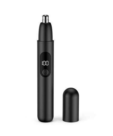 Smity Ear and Nose Hair Trimmer Professional Painless Eyebrow Trimmer for Men and Women Battery-Operated Dual-Edge Blades Built-in LED Light (Black)