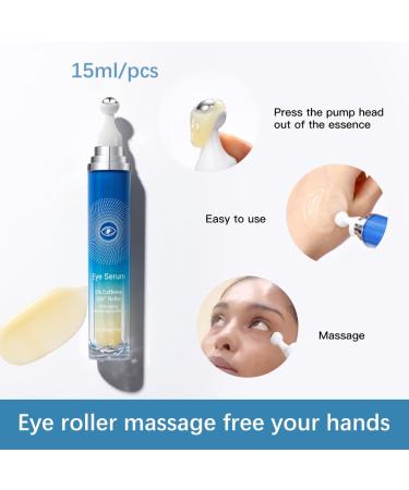 5% Caffeine Eye Serum | 360 Rollerball for Dark Circles Puffiness & Wrinkles - Under Eye Treatment for All - Buy Online on SooperMarket.com