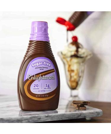 Enlightened Keto Chocolate Syrup - Gluten-Free, Vegan, Kosher, Sugar-Free - 20 Calories, 1 Net Carb - Zero Sugar Syrup for Ice Cream, Coffee, Pancakes - 15 oz - Buy Online on SooperMarket.com