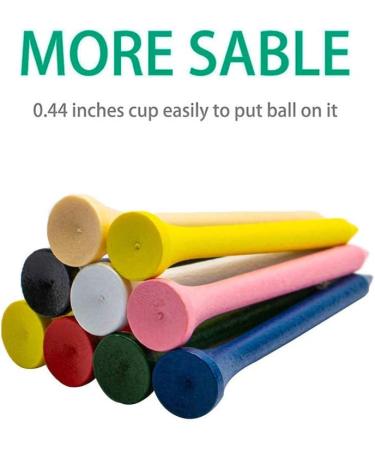 THIODOON Professional Natural Wood Golf Tees - Pack of 100, Multiple Colors, 3-1/4 inch, 2-3/4 inch, 2-1/8 inch Tall Tees, Reduce Side Spin and Friction - Bulk Golfing Tees - Buy Online on SooperMarket.com