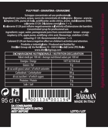 DREAMY Grenadine Pulp (95cl) - Perfect for Cocktails, Mocktails, Smoothies & Milkshakes - 950ml Pack - Buy Online on SooperMarket.com
