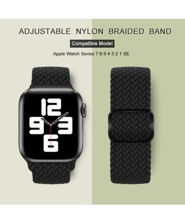 Qimela Stretchy Solo Loop Strap Compatible for Apple Watch Band 49mm 45mm 44mm 42mm for Women Men Adjustable Elastic Breathable Nylon Braided Sport Wristband for iWatch Series SE 8 7 6 5 4 3 2 1 Ultra Black 42mm/44mm/45mm/49mm - Buy Online on SooperMarket.com