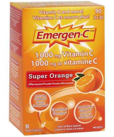 Emergen-C Orange Vitamin C 1000mg (90 Packets) 90 Count - Buy Online on SooperMarket.com