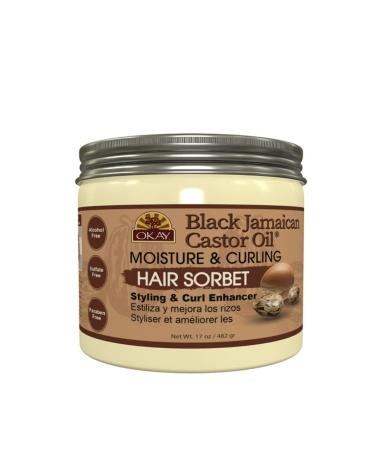 OKAY BLACK JAMIACAN CASTOR OIL MOISTURE and CURLING HAIR SORBET 17.oz / 482 gr. 1.06 Pound (Pack of 1)
