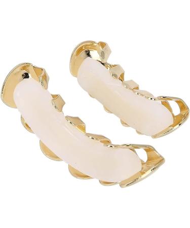 Herchr Funny Halloween Teeth - Shiny Brass Prosthesis for Parties | Unique Gold Decoration & Gift - Buy Online on SooperMarket.com