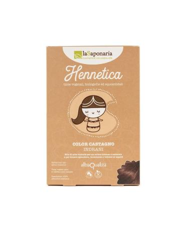 LA SAPONARIA "Indrani" Chestnut Plant Colour - For shine & luminosity - Increases fullness - Free from sodium picramate - 100% vegan organic & fair trade - 100 gr