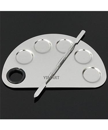 Yimart Stainless Steel Makeup Palette with 5 Mixing Holes and Spatula - Buy Online on SooperMarket.com