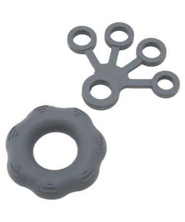 Finger Exerciser Soft Lightweight Silicone Grip Strengthener Washable Flexible for Weak Hands (Dark Grey)