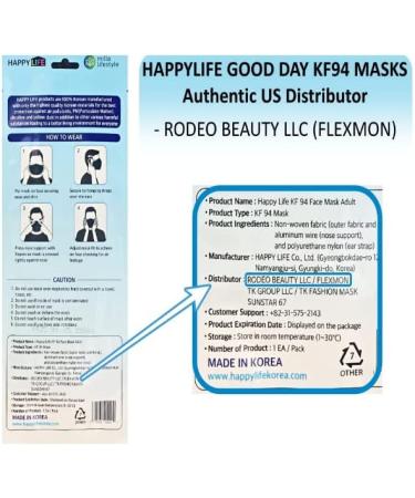 Happy Life Premium 3D Black KF94 Face Mask - Individual Pack (24) - Made in Korea - Buy Online on SooperMarket.com