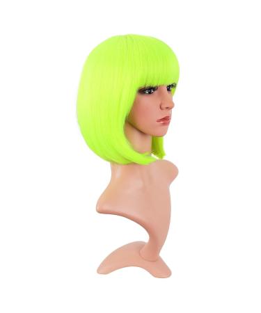 MapofBeauty 12 Inch Neon Yellow Short Straight Bob Wig - Natural Female Hair - Buy Online on SooperMarket.com