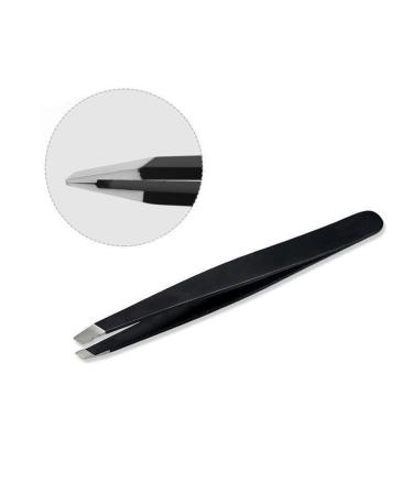 Professional Beauty Eyebrow Tweezers Slanted Tip Stainless Steel Tweezer Black