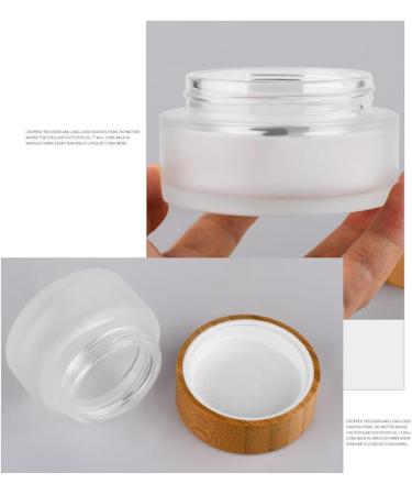 1PC 100ml/3.5oz Empty Frosted Glass Cream Jar with Wood Grain Lid Refillable Travel Makeup Cosmetic Face Lotion Cream Emulsion Container Bottle Storage Pot with Inner Linner - Buy Online on SooperMarket.com