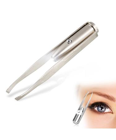 Eutuxia Tweezers with LED Light. Eyebrow and Eyelash Hair Removal Tool. Pluck & Trim Unwanted Hairs. Illuminate Dark Areas with Bright Lighting for Better Accuracy & Precision. Stainless Steel. Tweezers Single