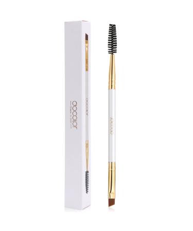 Docolor Duo Eyebrow Brush,Professional Angled Eye Brow Brush and Spoolie Brush White