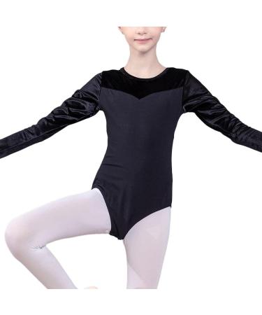 Girls Kids Long Sleeve Velvet Ballet Dance Leotard | Dancewear 5-6 Years Black - Buy Online on SooperMarket.com