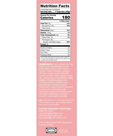 Katz Gluten Free Crme Filled Strawberry Cupcake (4 Count) - 1 Pack | Delicious Gluten-Free Treat - Buy Online on SooperMarket.com