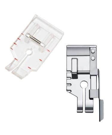 1/4 inch Presser Foot Quilting Patchwork Foot with Edge Guide, 1/4 Inch Clear View Quilting Presser Foot, Fit for Singer Brother Babylock Janome Simplicity Low Shank Sewing Machine(2pcs)