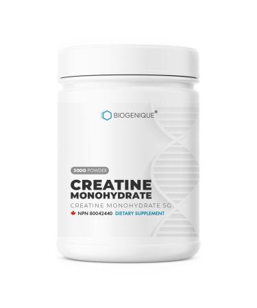 BIOGENIQUE Creatine Monohydrate Powder 500g - For Muscle Building Increased Strength Enhanced Energy and Improved Athletic Performance - Pharmaceutical grade Creatine Supplement 5000mg per Serving- Vegan Made in Canada