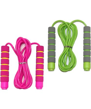 Kids Adjustable Jump Rope with Soft Foam Handles - Fun Outdoor Activity for Boys & Girls - Pink-Green - Buy Online on SooperMarket.com