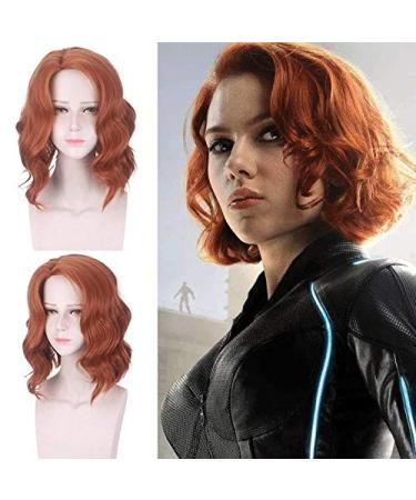 Halloween women Captain America Black Widow wig Scarlett Johansson orange wavy hair wig role play syled synthetic hair