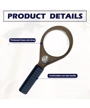 20 x & 10 x Handheld Magnifier Glass with Protective Sleeve Small Reading Magnifying Glass with Non Slip Handle Portable Hand Held for Seniors Students Exploring (65mm Blue & Brown) - Buy Online on SooperMarket.com