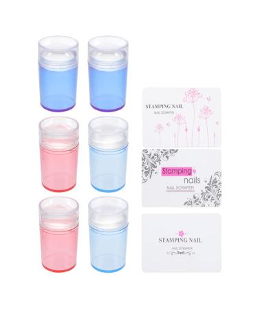 Beaupretty clear jelly stammer for nail silicone nail art stamper kit diy nail art tools double -sided nail art stamper clear silicone punch jelly with scraper 3set (random color)