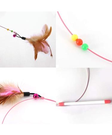 SLSON Feather Teaser Cat Toy Interactive Cat Catcher and Exerciser Wand for Cats and Kitten Playing with Feather Bell and Flexible Wire - Buy Online on SooperMarket.com