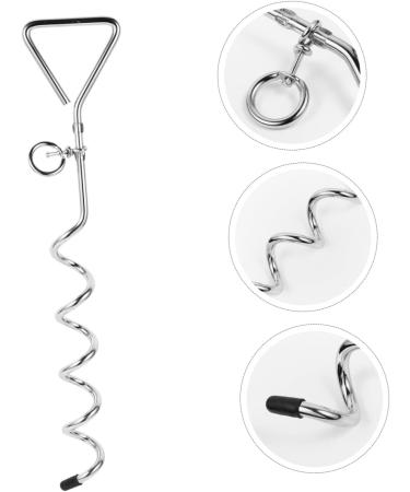 Angoily 3-Piece Dog Coupling Ground Anchor - Chrome Plated Metal Pet Tie Set (42x8.5x4cm) - Durable Silver Pet Accessories - Buy Online on SooperMarket.com