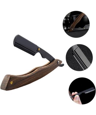 Didiseaon Wooden Razor Manual Shaver - Portable Clip-on Stainless Steel Eyebrow Trimmer | Old Fashioned Foldable Tool Holder for Precision Grooming - Buy Online on SooperMarket.com