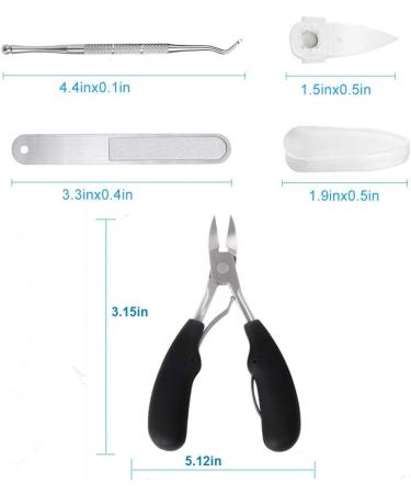 Professional Toe Nail Clipper for Thick and Ingrown Toenails - Surgical Stainless Steel Trimmer with Soft Grip Handle (4PCS) - Buy Online on SooperMarket.com
