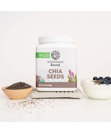 Organic Chia Seeds 360g Tub - Non-GMO Keto Vegan Superfood for Smoothies, Acai Pudding & Baking | Sunwarrior Organic Harvest - Buy Online on SooperMarket.com