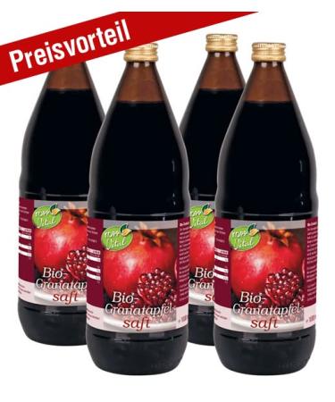 KOPP VITAL BIO Pomegranate Juice - 4 x 1L Organic Premium Direct Juice - Naturally Sweetened Superfood - Buy Online on SooperMarket.com