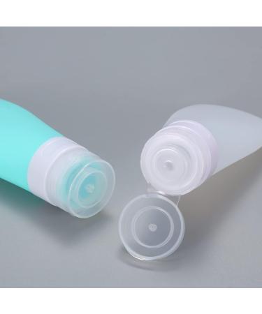 2-Pack Travel Silicone Bottles Set - Wasteland-Proof Refillable Containers with Carrying Bag - Mini 90ml Shampoo & Lotion Bottle - Green & White - Buy Online on SooperMarket.com