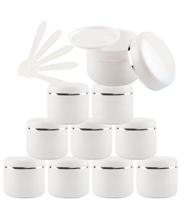 Tianzd 20 pieces empty Small 30 ml white plastic screw boxes cream cans can gel tap with silver band lid cosmetics container ointment cosmetic container empty box with 5 pieces spoon 30ml