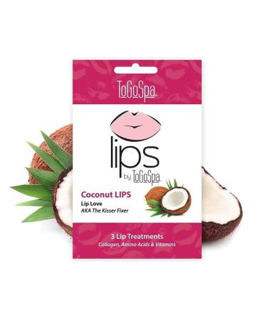 ToGoSpa LIPS | Moisturize Hydrate and Soothe Lips | Clean Collagen Gel Masks with Hyaluronic Acid and Vitamins C & E - 3 Pack (Coconut)