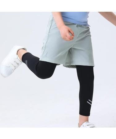 Badeke Boys 2 in 1 Running Compression Pants - Small Light Grey | Quick Drying & Breathable Workout Legging - Buy Online on SooperMarket.com