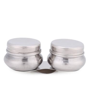 1pc Stainless Steel Large Double Dipper Palette Cup Oil Container Paint Megilp Turpentine Solvent Container with Screw Cap