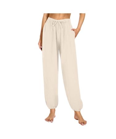 Black jogging pants Women Wide Baggy Loose High Waist Sport Sports Summer Pants Hiking Pants Hiking Pants Harem Pants Linen Pants Fabric Panteen Puller Pantry Pantry Pantry White Summer Lang Elegant Luftig Hydrop