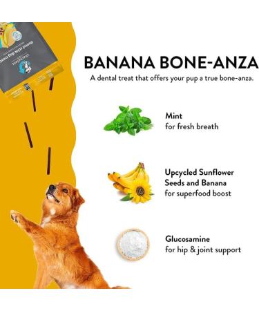 Shameless Pets Banana Bone-Anza Dental Stick Dog Treat 204 g Banana/Bone Broth/Mint - 204 g Dental Stick - Buy Online on SooperMarket.com
