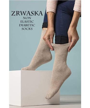 ZRWASKA Women's Diabetic Socks Oedema friendly Wide Honey Comb top soft cuff Ankle Non-Elastic for Swollen feet Legs Non-Binding Circulatory Sock 3 Pack Size 4-7 4-7 Pastel Colours (3 Pairs) - Buy Online on SooperMarket.com